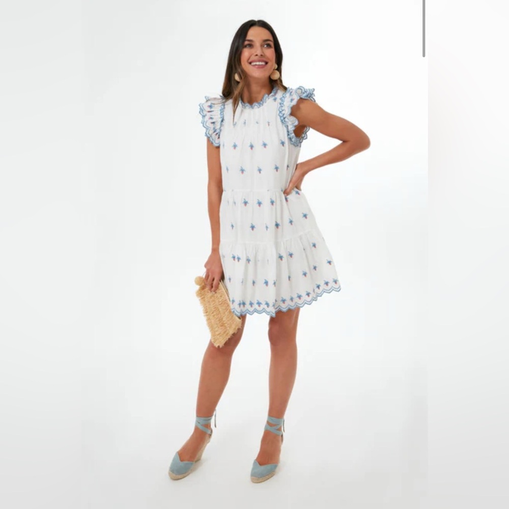 Sea NY Renee Embroidered Strawberry Dress Cream Size M